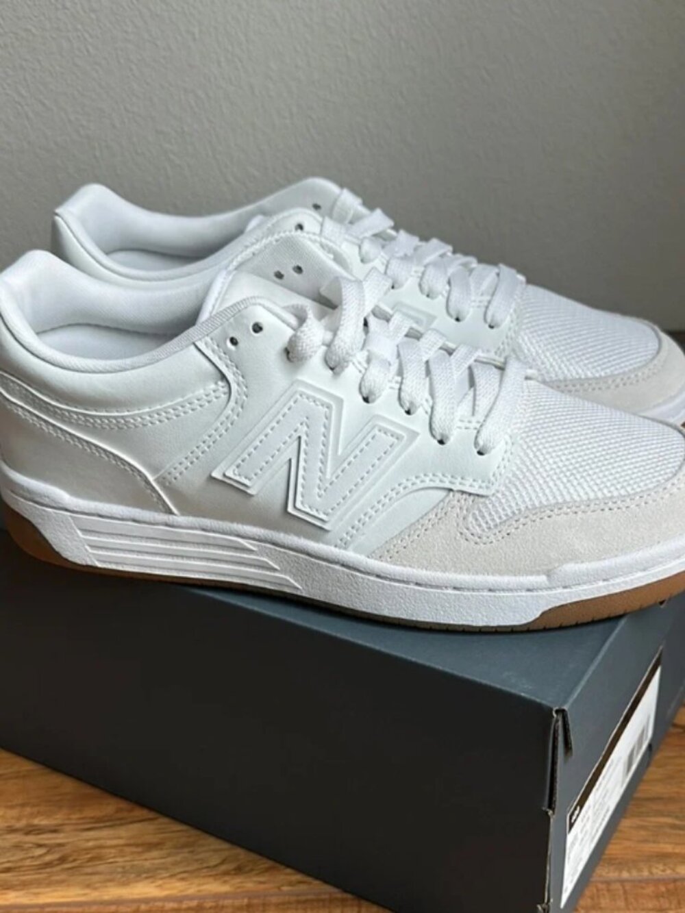 NIB New Balance 480 White Grey Gum Bottom Kids size 7 Women 8.5 Shoes